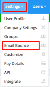 Settings Email Bounce